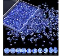 Wekuw 600 Piezas Bolas Pulseras Vidrio (Azul 4/6/8 mm) Cuentas de Cristal Purpurina Manualidades Cuentas de Cristal Para Bisutería Adecuado para Collares, Pulseras, Joyería Artesanal DIY