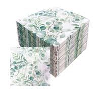 Wekuw 80 Piezas Servilletas Verdes para Decoració Servilletas Feliz Cumpleaños Eucalipto Servilletas de Cumpleaños de Eucalipto Hoja Adecuado para Fiestas, Celebraciones, Decoración de Mesa