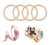 Wekuw Anillos de Madera Natural, 4 Piezas Aro Madera 10cm Redondos Sin Terminar Aros de Madera para Artesanías