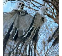 Wekuw Decoraciones Colgantes de Fantasmas de Esqueleto de Halloween, 2 Piezas 85cm Calavera Gasa Mueca Fantasma Halloween Accesorios de Fantasmas Aterradores para Fiesta, Casas Encantadas