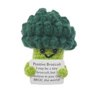 Wekuw Divertido Brócoli Positivo Juguete de Brócolis de Punto con Tarjeta de Positividad Brócolis Positivo Muñeca para Familia, Amigos, Fiesta, Decoración del Hogar (Brócoli)