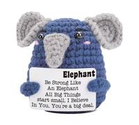 Wekuw Divertido Elefante Positivo Juguete de Girasol de Punto con Tarjeta de Positividad Elefante Positivo Muñeca para Familia, Amigos, Fiesta, Decoración del Hogar (Elefantes)