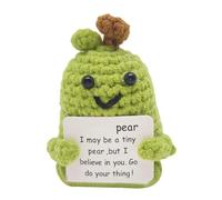 Wekuw Divertido Pera Positivo Juguete de Peras de Punto con Tarjeta de Positividad Peras Positivo Muñeca para Familia, Amigos, Fiesta, Decoración del Hogar (Pera)