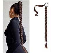 Wekuw - Extensiones de pelo natural (marrón) para cola de caballo y trenzas de pelo falso
