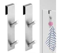 Wekuw Ganchos Mampara Ducha, 2 Piezas Inoxidable Perforaciones Gancho de Puerta Sin Taladrar Interior Acolchado, Para Cristales de 6-12 mm de Grosor (Negro,17,8cm)