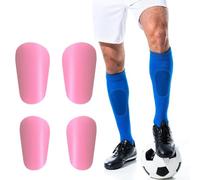 Wekuw Mini Espinilleras Futbol, 4 Piezas Espinilleras Pequeñas Futbol Extra Mini Espinilleras Equipo de Protección de Entrenamiento 10x6 cm, 8x5cm para Hombre Mujer Niños Niños Niñas(Rosa)