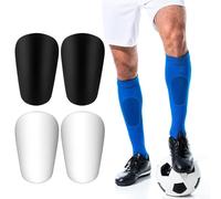 Wekuw Mini Espinilleras Futbol, 4 Piezas Espinilleras Pequeñas Futbol Extra Mini Espinilleras Equipo de Protección de Entrenamiento 10x6 cm para Hombre Mujer Niños Niños Niñas(Negro, Blanco)