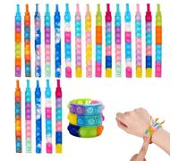 Wekuw Pulseras Niños, 20 Piezas Pulseras Popit Pop it Fidget Toy Bubble Fidget Pulsera de Juguete Pulsera de Silicona de Descompresión para Niños y Adultos