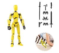 Wekuw T13 Action Figure, Figuras de Accion con Múltiples Articulaciones, Impresión 3D de Figuras Movibles, Figuras Articuladas, Figura de Acción Robot, Decoraciones Escritorio(Amarillo)