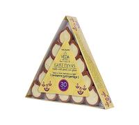 Welburn Veda&Co™ Pure Cow Ghee Diya para Puja - 30 piezas, hasta 45 minutos de tiempo de combustión, mezcla de Ghee arcilla rellena Diya Batti, listo para usar Diyas para Pooja diaria, paquete de un