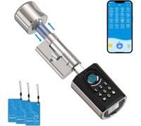 WELCOK ToucA51 Cerradura Inteligente con control remoto por wifi, huella dactilar, Huella Digital, 3 Tarjetas RFID, Cilindro Electrónico Fácil de Instalar y Ajustable para Puertas (30-70mm)
