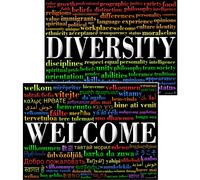 Welcome and Diversity Word Cloud Posters - Laminated 14x19.5 - Classroom Charts and Decorations, Back to School Supplies, Store Welcome Signs, Office