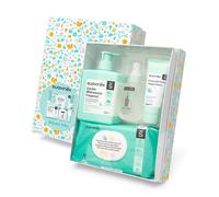Suavinex, Canastilla Bebé Recién Nacido. Canastilla de Cosmética con: Crema Pañal 75 ml + Loción Hidratante Corporal 500 ml + Fragancia Baby Cologne 100 ml + Toallitas 60 uds. Regalo para Bebés. Azul