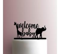 Welcome Baby Animals - Decoración acrílica para tartas de 7 pulgadas de ancho/negro