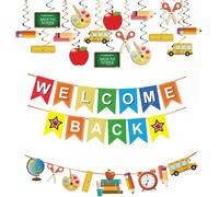 Welcome Back Banner Letras Decorativas Banderín Guirnalda 5M Welcome Back Banner para Fiesta Festival Celebración Regreso a la Escuela Decoración Actividades Familiares Decoración, Back to school2025