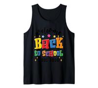 Welcome Back School Shirt Graduación Cap Pencil Book Fun Camiseta sin Mangas