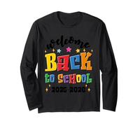 Welcome Back School Shirt Graduación Cap Pencil Book Fun Manga Larga