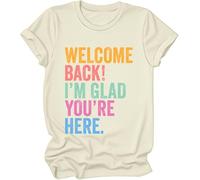 Welcome Back to School - Camisa Welcome Back I'm Glad You're Here, camiseta para el primer día de escuela, para mujer y hombre, Amarillo cremoso, L