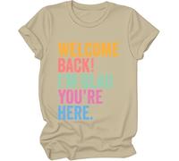 Welcome Back to School - Camisa Welcome Back I'm Glad You're Here, camiseta para el primer día de escuela, para mujer y hombre, caqui, XXL