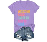 Welcome Back to School - Camisa Welcome Back I'm Glad You're Here, camiseta para el primer día de escuela, para mujer y hombre, Púrpura-V, XXL