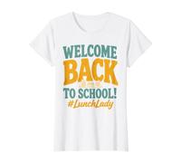 Welcome Back to School Lunch Lady Cafeteria Staff Camiseta gráfica económica, Mujer, Blanco, L