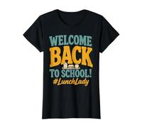 Welcome Back to School Lunch Lady Cafeteria Staff Camiseta gráfica económica, Mujer, Negro, M