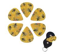 Welcome Bees - Juego de 6 púas de celuloide de diferentes grosores con soporte para púas de guitarra, púas de guitarra personalizadas para guitarra acústica, guitarra eléctrica, bajo, ukelele