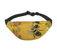 Welcome Bees - Riñonera ajustable con cintura grande, riñonera de viaje, unisex, Black, Talla única, Mochila informal