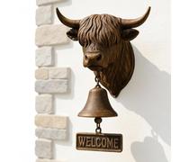 Welcome Bell | Resin Heavy Duty Cow Shape Mounted Decor | Farmhouse Bell For Front Door | For Home House Garden Farmhouse Front Porch Outside Women Men