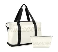 Welcome - Bolsa de lona dorada para fin de semana con bolsa de aseo para deportes, juego de 2 piezas, Bienvenido dorado, 1 size