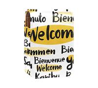 Welcome Different Language - Estuche portátil para pintalabios para viajes, mini caja de almacenamiento de lápiz labial con espejo para mujeres y mujeres, bolsa de cosméticos de cuero, Varios colores, 9.5x2x7 cm/3.7x0.8x2.7 in