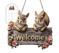 Welcome Door Sign | Wooden Squirrel Sign Farmhouse decor| Appropriate For Housewarming Occasions, Holiday Celebrations And Other Special Occasions, You Can Send It To Your Cherished Famil Window Wall