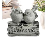 Welcome Garden Sign - 5.71x4.33x5.12 Inches Resin Bird Figurines Outdoor Decor | Welcomes Sign Sculptures For Front Yard Patio Entryway | Garden Welcome Statues For Driveway Pathway Walkway Flower Bed