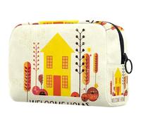 Welcome Home - Bolsa de cosméticos para mujer, neceser de viaje, bolsa organizadora de maquillaje grande con cremallera, multicolor, 18.5x7.5x13cm/7.3x3x5.1in, Neceser