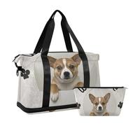 Welcome Home - Bolsa de viaje con diseño de perro de dibujos animados, bolsa de viaje con correa ajustable para viajes en avión, impermeable, bienvenido a casa, lindo perro de dibujos animados, 1