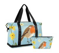 Welcome Home - Bolsa de viaje grande con diseño de pájaro de dibujos animados con bolsa de aseo para senderismo, gran capacidad, Welcome Home - Bonito pájaro de dibujos animados, 1 size