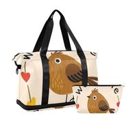 Welcome Home - Bolsa de viaje plegable con diseño de pájaros de dibujos animados para gimnasio y deportes, Welcome Home - Bonito pájaro de dibujos animados, 1 size