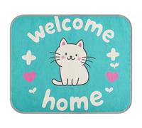 Welcome Home - Cama de verano para perros con diseño de gato de dibujos animados, para exteriores, para gatitos, al aire libre, linda cama Fria para perro, M