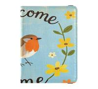 Welcome Home - Cartera de viaje decorativa de piel con diseño de pájaro de dibujos animados para mujer, portatarjetas de vacunación, ultra delgado, Welcome Home Lindo pájaro de dibujos animados, 1