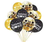 Welcome Home Decorations We Missed You So Much Globos, letrero de bienvenida negro dorado para fiestas familiares, decoración de fiesta de regreso al hogar del ejército militar