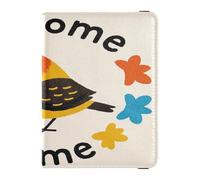 Welcome Home - Funda de piel con diseño de pájaro de dibujos animados, impermeable, para pasaporte, funda para tarjetas de vacunación, ultra delgada, Welcome Home Lindo pájaro de dibujos animados, 1