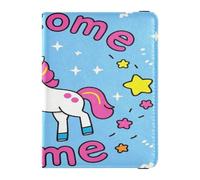 Welcome Home - Funda protectora de piel con diseño de unicornios de dibujos animados para pasaporte y tarjeta de vacunación, funda protectora para documentos, organizador de documentos, accesorios
