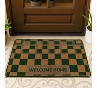 Welcome Home - Tapete moderno minimalista de tablero de ajedrez, sin goma verde, antideslizante, para el suelo, para interiores y exteriores, decoración de porche, 29 x 17 pulgadas