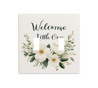 Welcome Little One - Placa de pared con diseño floral de color marfil suave, tamaño estándar, 11,4 x 11,4 cm