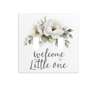Welcome Little One - Placa de pared para interruptor de pared con diseño floral blanco, tamaño estándar, 11,4 x 11,4 cm