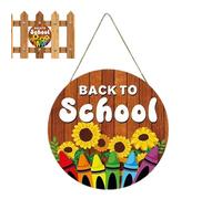 Welcome Sign, Classroom Decoration Board, Wooden School Display, Decorative Message Design, Party Prop for Interior, Outdoor, Kindergarten, Elementary Use, 11,81 x 11,81 x 0,2 pulgadas