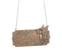 Welcome Sign for Front Door - Resin Fairy Wall Decor, 6 inch Hanging Rustic Fairy Sign for Entryway, Cute Outdoor Wall Decoration for Home Patio Porch, Decorative Plaques for Party Holiday Display