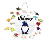 Welcome Sign For Front Door - Wooden Holiday Gnome Decor | Seasonal Welcome Sign For Indoor Wall Window Living Room Entrance Garden Yard Patio Porch