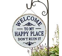 Welcome Sign - Round Vintage Door Wall Ornament | Rustic Farmhouse “Welcome” Hanging Sign For Front Porch | Decorative Entrance Board Home, Porch, Garden, Farmhouse, Party & G