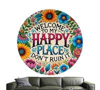 Welcome Sign,Vintage To My Happy Place 2D Decor - Seasonal Front Door Welcome Sign,for Bedroom Halloween Christmas Porch Holiday Living Room Home
